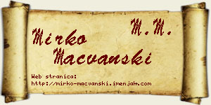 Mirko Mačvanski vizit kartica